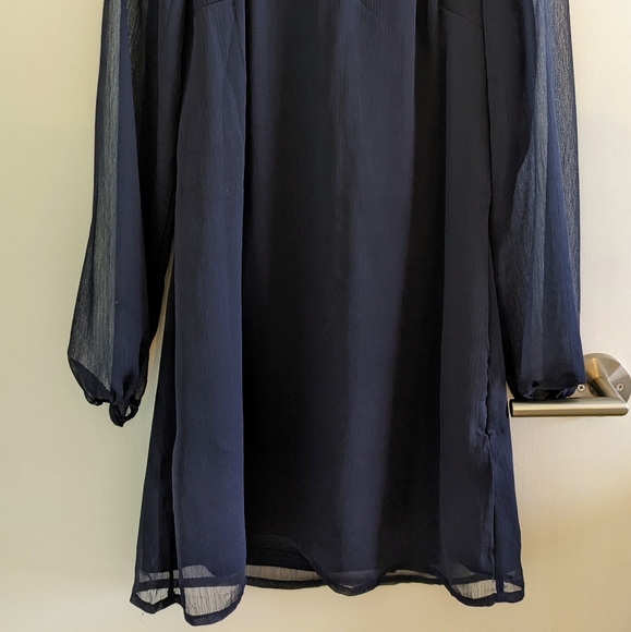 Navy party dress/ tunic with sparkly embellished collar. - Picture 8 of 8